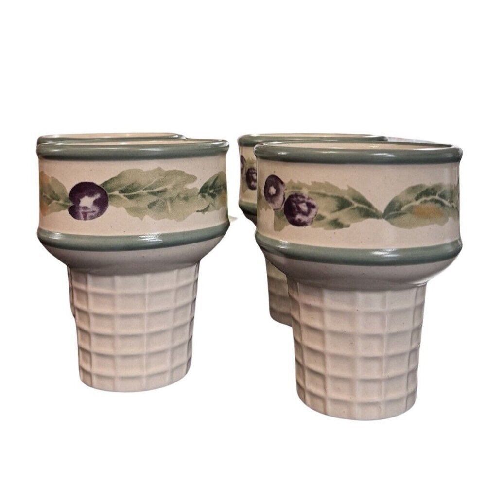 PFALTZGRAFF Jamberry Ice Cream Cone Bowls 4-Piece Set Mint Condition Dessert - Picture 6 of 11
